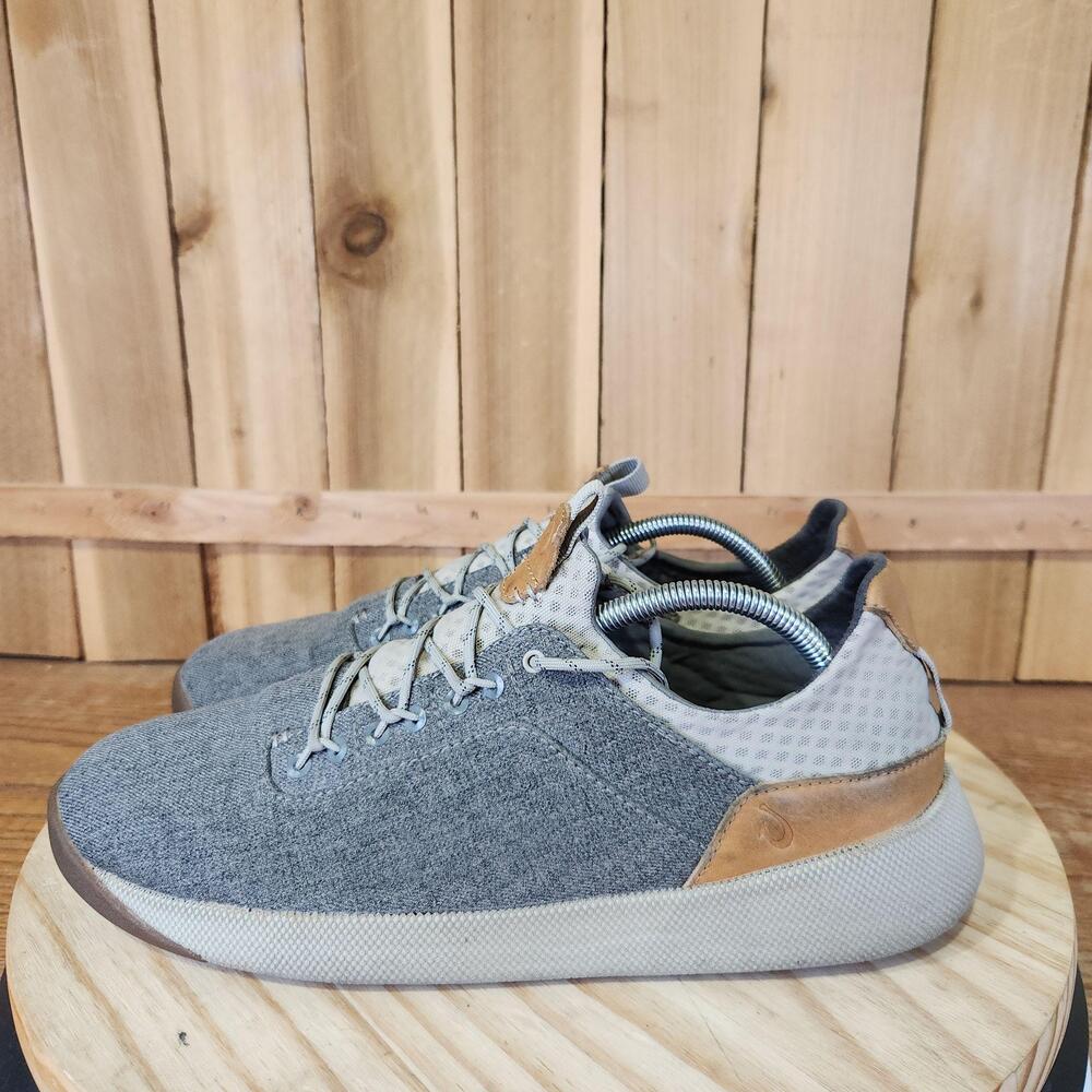 OluKai Nanea Li Shoes Mens Size 10 Gray Knit Lightweight Casual Sneakers Comfort